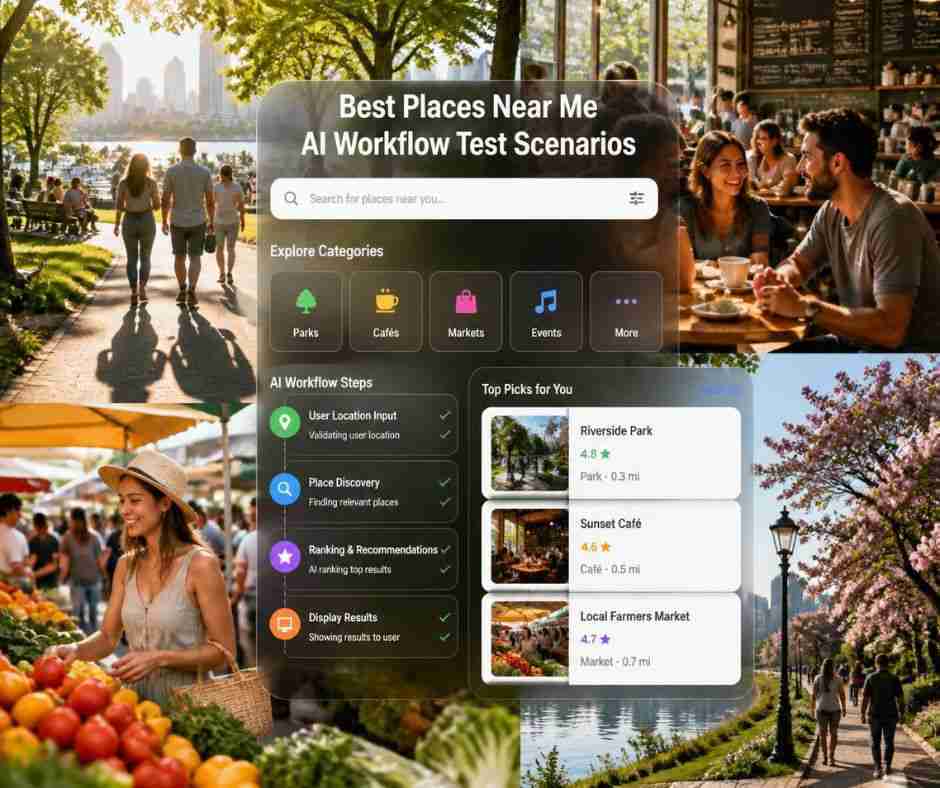 Best Places Near Me AI Workflow Test Scenarios Simulated Recommendations Across 5 Cities